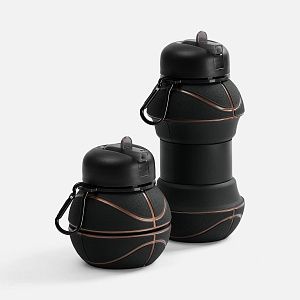 Складная бутылка для воды Basketball Flex, черная