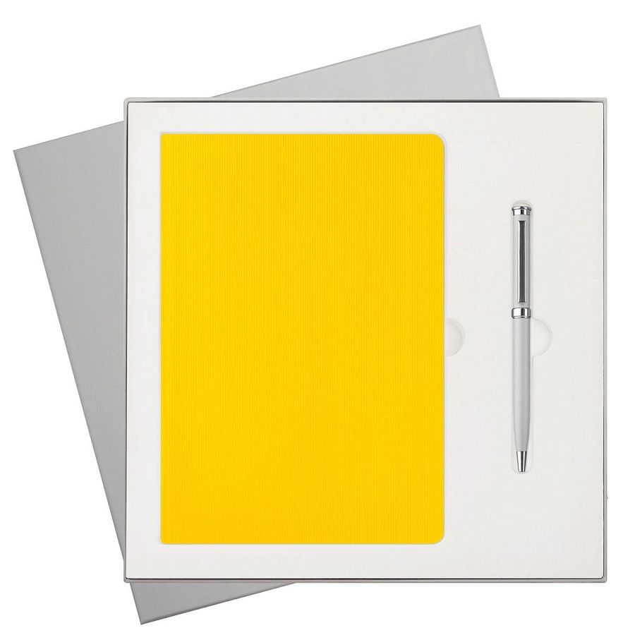 Подарочный набор Рейн (Rain), желтый (ежедневник, ручка)