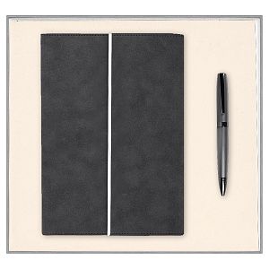 Набор подарочный Solution Prestige Duo (Ежедневник в суперобложке Country Galaxy Nuba A5+, Ручка шариковая матовая Prime), черный