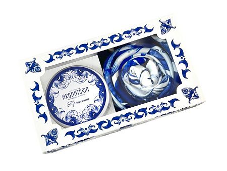 Набор: платок «Гжель» и свеча «Птица счастья»