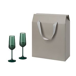 Подарочный набор 2 бокала для шампанского Emerald в большом подарочном пакете