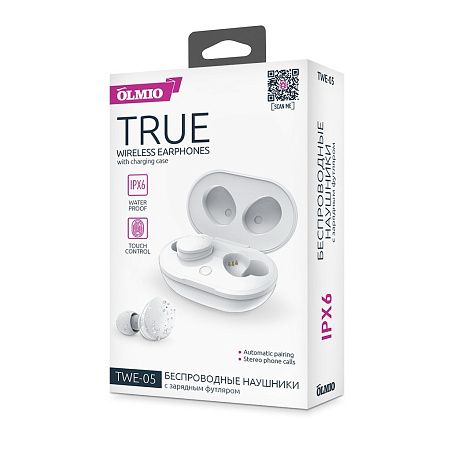 Наушники беспроводные OLMIO "TWE-05", True Wireless, Bluetooth 5.1,
