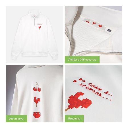 Толстовка на молнии унисекс Флоу (Flow), белая, размер XL/2XL