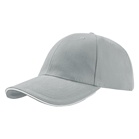 Кепка 6-панельная Rodeo 350, c белым сендвичем, серая