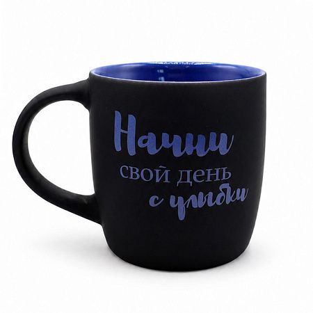 Кружка Spring софт-тач, черно-синяя
