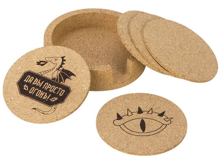 Набор костеров из пробки на подставке «Krock» с гравировкой