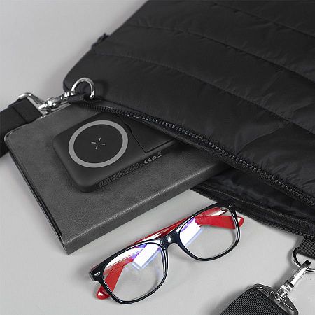 Конференц-сумка "MIX", чёрный, 38 х 30 х 1,5 см, 100% нейлон