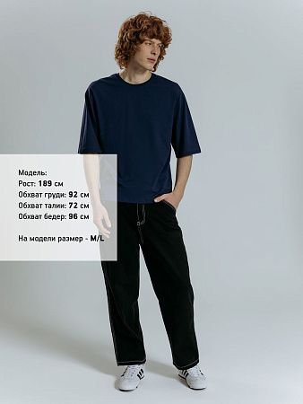 Футболка оверсайз унисекс Base Space, темно-синяя, размер XL/2XL