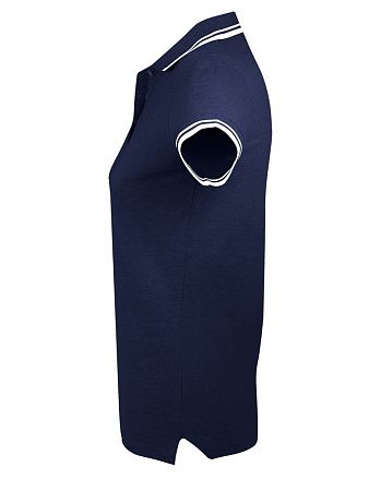 Рубашка поло женская Pasadena Women 200 с контрастной отделкой, темно-синяя с белым, размер XXL