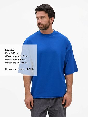 Футболка унисекс оверсайз T1, синяя, размер M/L