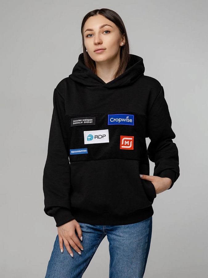 Худи унисекс Patch Catcher со вставкой из липучки, черное, размер S