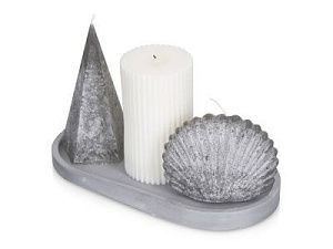 Набор свечей на подставке «Posh», цвет: белый, серый