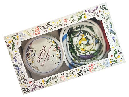 Набор: платок «Русский полевой букет» и свеча «Цветы и травы»
