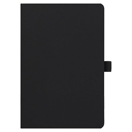 Блокнот Alfa Polo Line А5 в линейку матовый, черный, в твердой обложке с черной резинкой и петлей для ручки