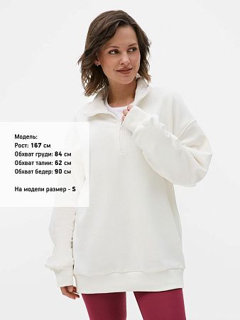 Толстовка унисекс оверсайз Ziplink Terry, молочно-белая, размер XS