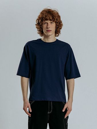 Футболка оверсайз унисекс Base Space, темно-синяя, размер XL/2XL