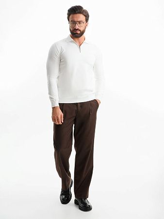 Рубашка поло мужская с длинным рукавом Terrazzo, белая, размер S/M