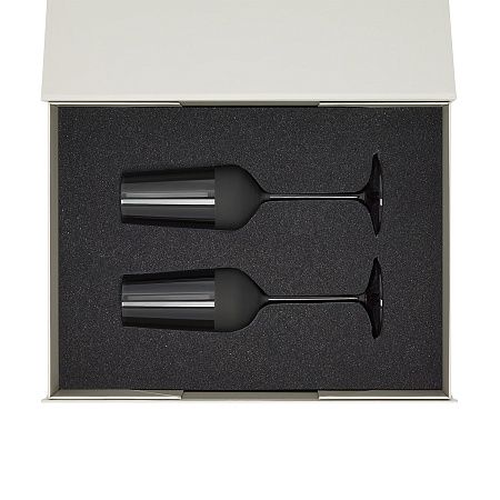 Подарочный набор 2 бокала для шампанского Black Edition в серой коробке