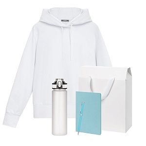 Набор с одеждой ALEX (худи, бутылка, блокнот, ручка), голубой, XL