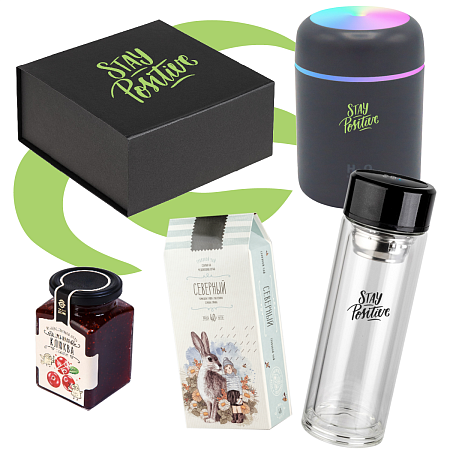 Подарочный набор «Иммуно»: увлажнитель-ароматизатор, термос с индикатором температуры, чай, клюква