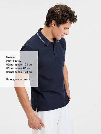 Рубашка поло Virma Stripes, темно-синяя, размер M