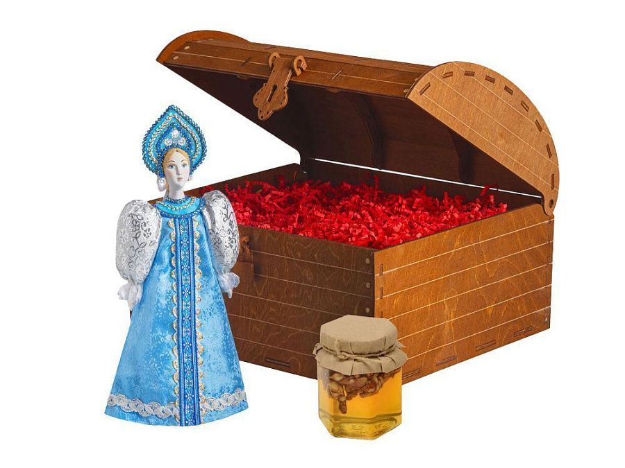 Подарочный набор: кукла фарфоровая, мёд с грецким орехом