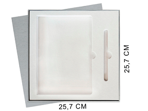 Коробка подарочная Solution Superior Linen под ежедневник, ручку Zorro серебро, 25,7x25,7 см, бежевый ложемент (индивидуальная вырубка)