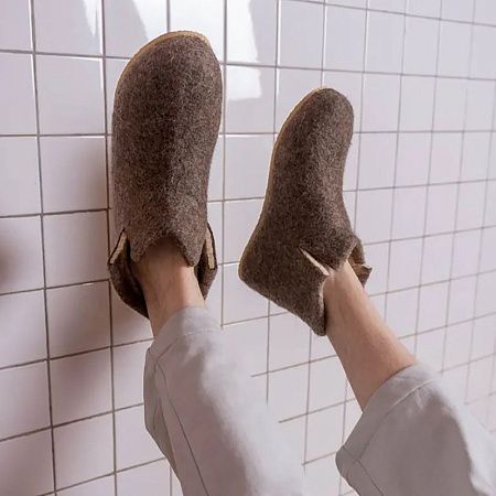 Домашние валенки Wild, серо-коричневые (натуральные), размер 46