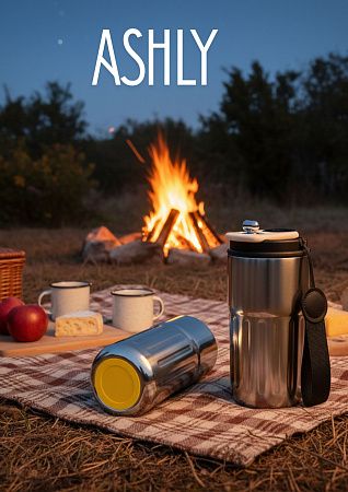 Термокружка Ashly To Go, серебристая/чёрная/жёлтая