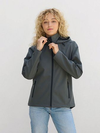 Куртка софтшелл с капюшоном женская Race Women, темно-синяя, размер S