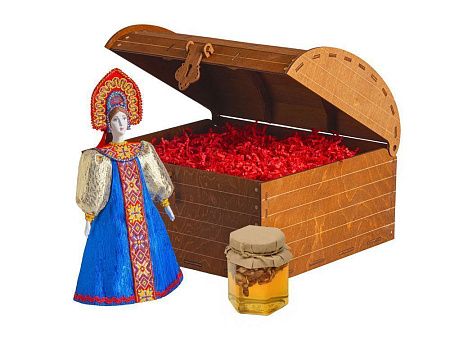 Подарочный набор: кукла фарфоровая, мёд с грецким орехом