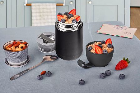 Термос для еды Nordic, 620 мл, металл/пластик, черный