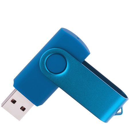 Флеш накопитель USB 2.0 Twister 32GB, пластик Софт Тач/металл, голубой/голубой