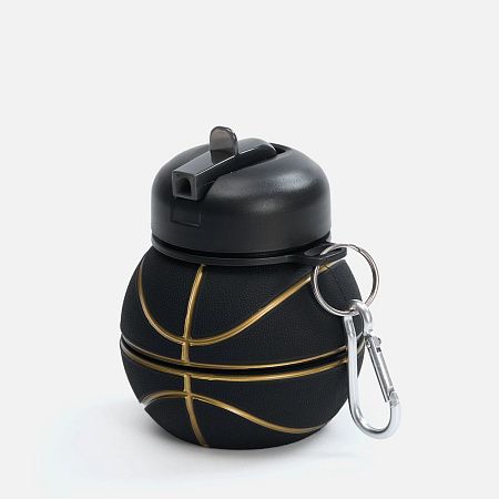 Складная бутылка для воды Basketball Flex, черная