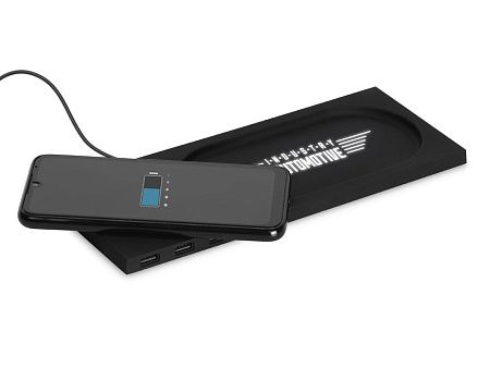 Беспроводное настольное зарядное устройство «Glide» с подсветкой, soft-touch