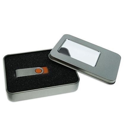 Футляр для флеш накопителя металлический, размер 11,5*8,5 см, серебристый