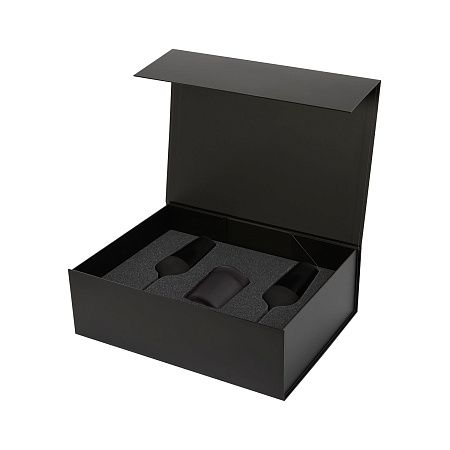 Подарочный набор свеча Enigma + 2 бокала для шампанского Black Edition в черной коробке