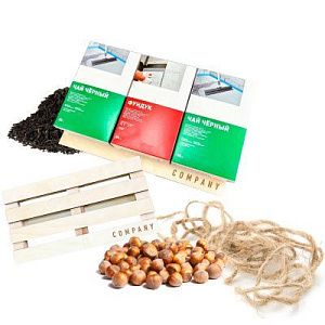 Подарочный набор «Полезная разгрузка»: фундук, чай, паллета