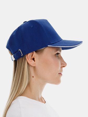 Бейсболка Classic 2.0, ярко-синяя с белым кантом