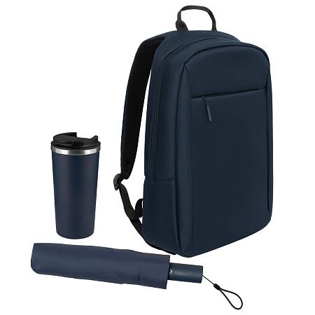 Подарочный набор Sirius, синий (зонт, термокружка, рюкзак)