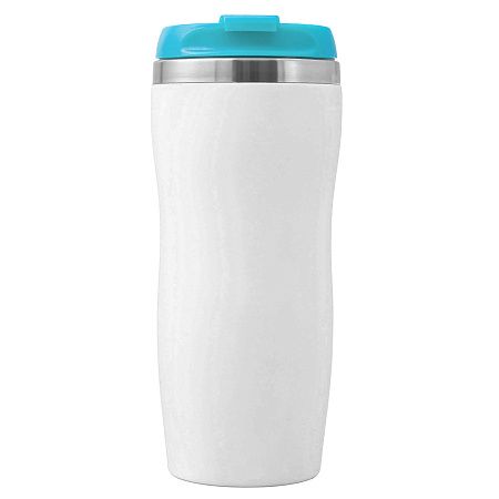 Термокружка SLIM WHITE 350мл. Белая с бирюзовой крышкой 6032.16