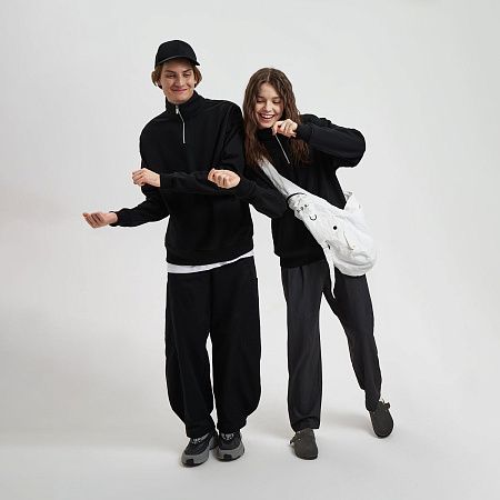 Толстовка на молнии унисекс FLOW, темно-синяя