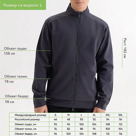 Толстовка на молнии ASTIN антрацит, размер L