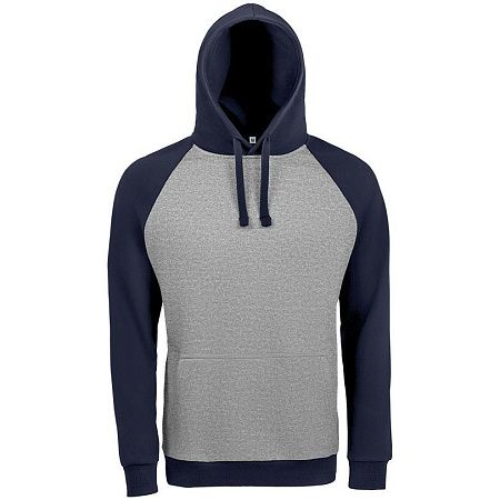 Толстовка унисекс Seattle, серый меланж с темно-синим, размер XS