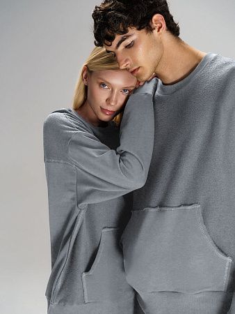 Свитшот оверсайз унисекс Vozduh, светло-серый, размер M/L