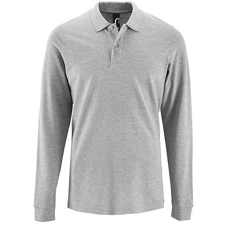 Рубашка поло мужская с длинным рукавом Perfect LSL Men, серый меланж, размер S