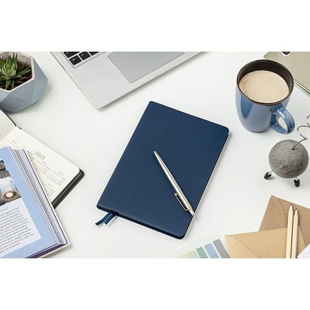 Ежедневник Flexy Happy Line А5, темно-синий, недатированный, в гибкой обложке