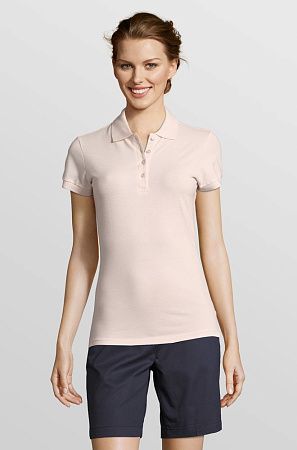Рубашка поло женская People 210, нежно-розовая, размер L