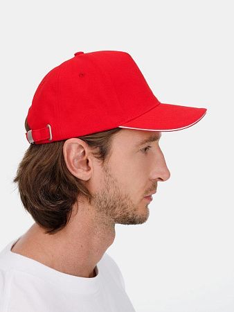 Бейсболка Classic 2.0, красная с белым кантом