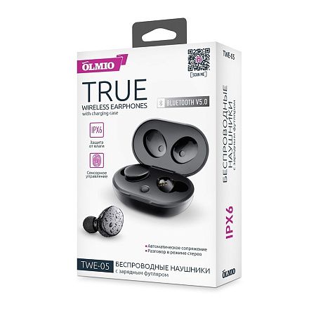 Наушники беспроводные OLMIO "TWE-05", True Wireless, Bluetooth 5.1,